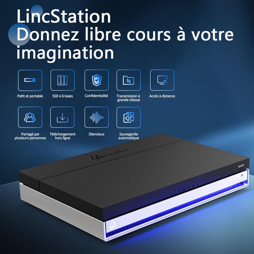LincPlus LincStation N2 NAS 6 baies | 16 Go de RAM + 128 Go de ROM | Stockage 6 x 8 To SSD (sans disque)